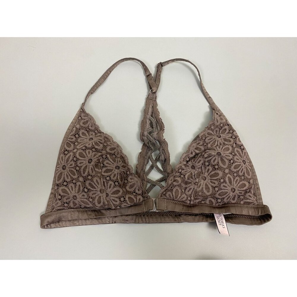 Victoria's Secret Brown‎ Lace Floral Sexy Bralette Size Medium Romantic Boho